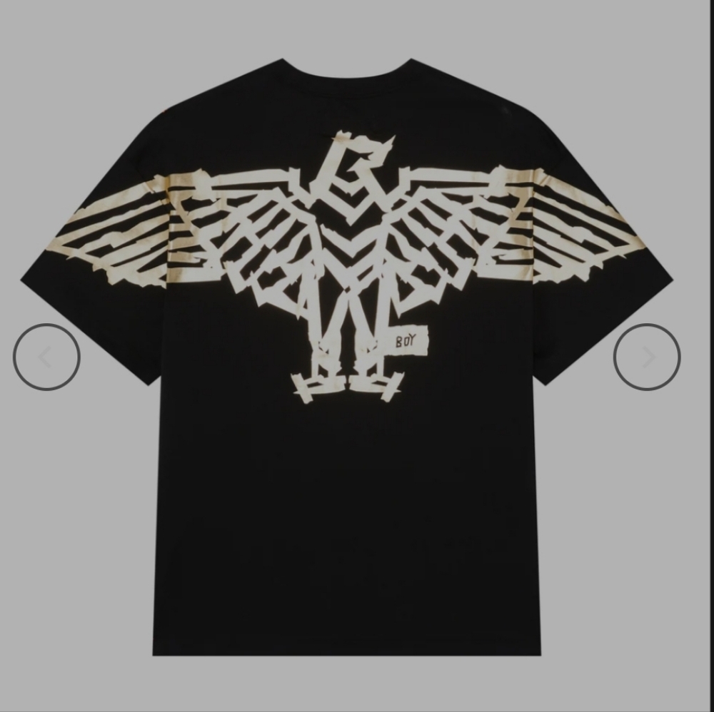 BOY Tape EAGLE BACK Gold PRINT Cotto. M  T-SHIRT LIKE NEW